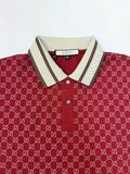 Gucci Red Monogrammed Cotton Polo Shirt