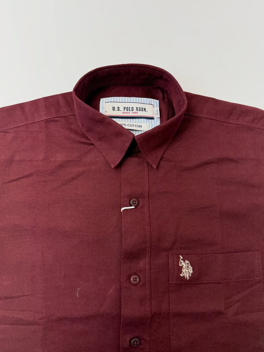 U.S. Polo Assn. Men’s Tailored Cotton Shirt – Deep Maroon