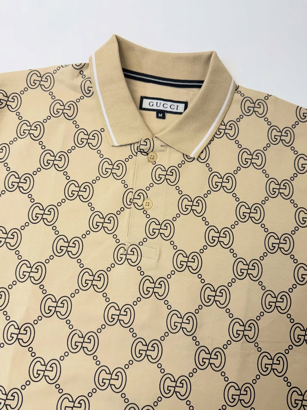 Signature Monogram Knit Polo – Camel & Coffee