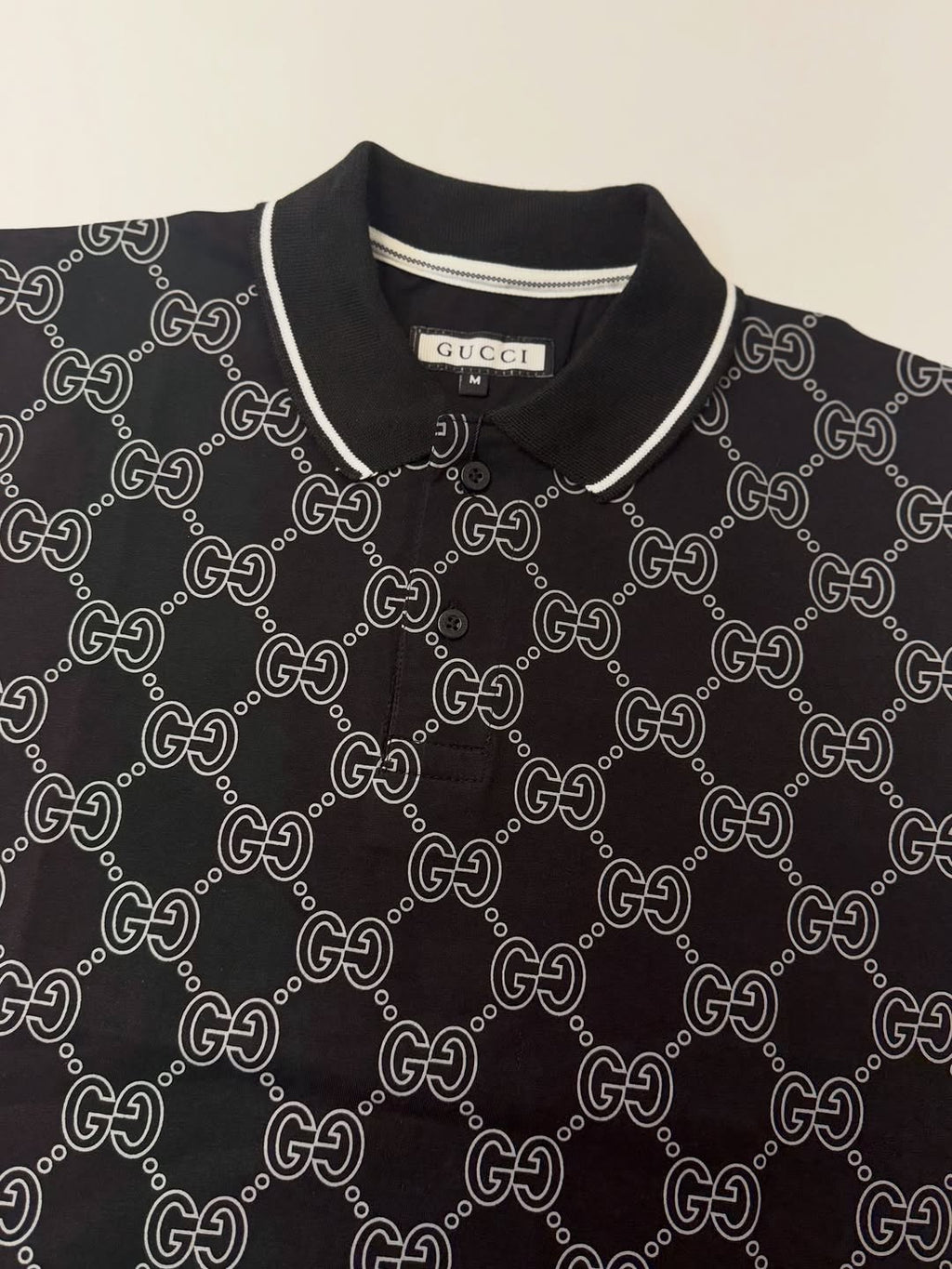 GUCCI Black Monogram Polo Shirt