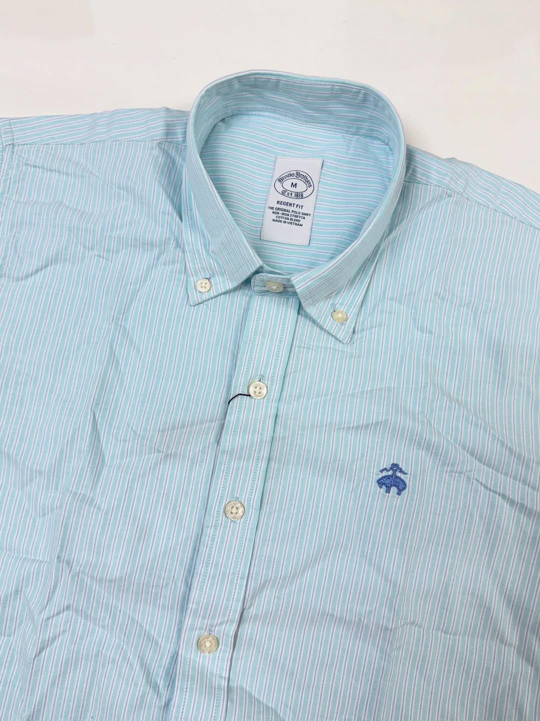 Brooks Brothers Regent Fit Fine Stripe Button-Down – Sky Blue