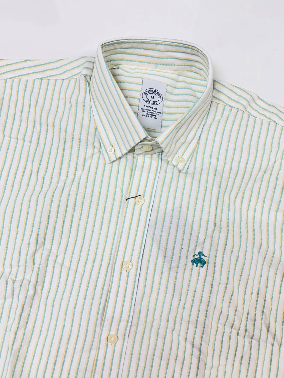 Brooks Brothers Regent Fit Striped Cotton Button-Down – Mint Green
