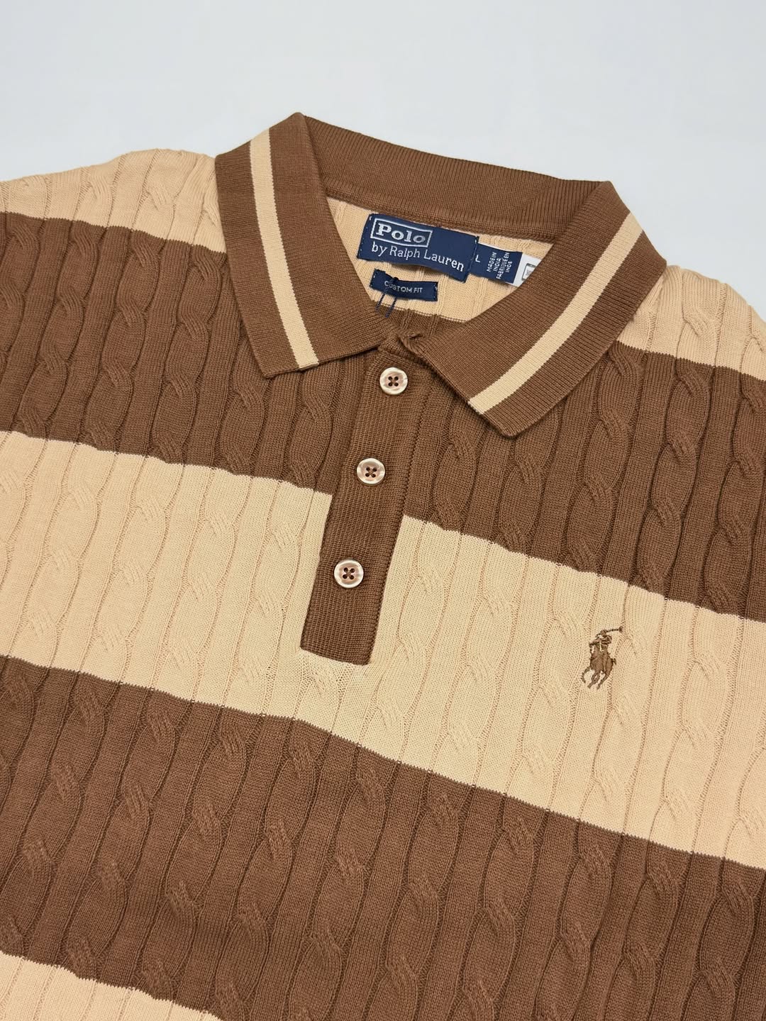 Polo Ralph Lauren Cable-Knit Striped Polo