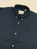 Men's Navy Blue Micro-Check Button-Down Cotton Shirt