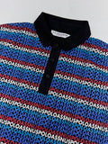 U.S. Polo Assn. Men’s All-Over Monogram Polo – Black & Royal Blue