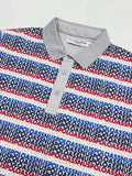 U.S. Polo Assn. Men’s All-Over Logo Print Polo Shirt – Red, White & Blue