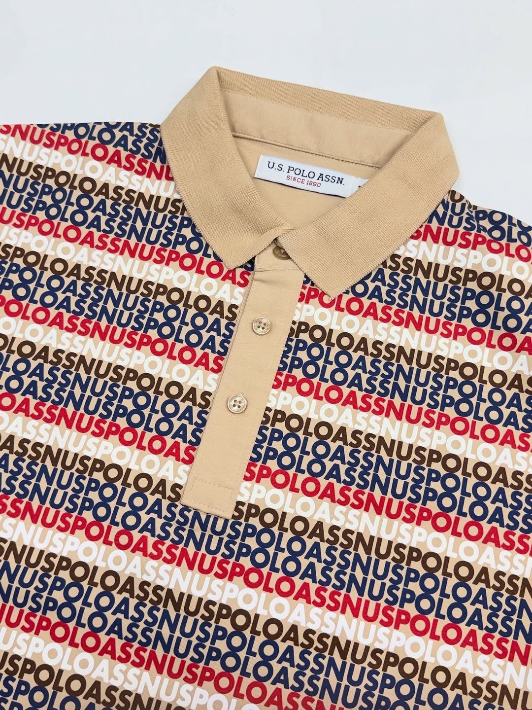 U.S. Polo Assn. Men’s Heritage Logo Print Polo - Khaki Multi