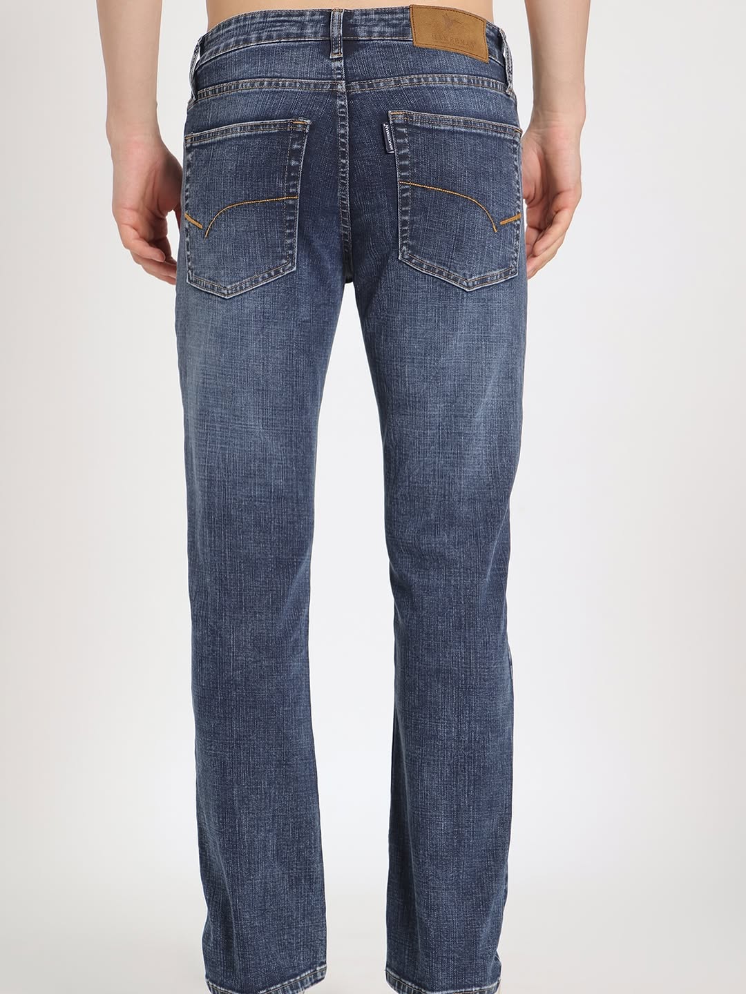 Men's Straight Fit Washed Indigo Denim Jeans