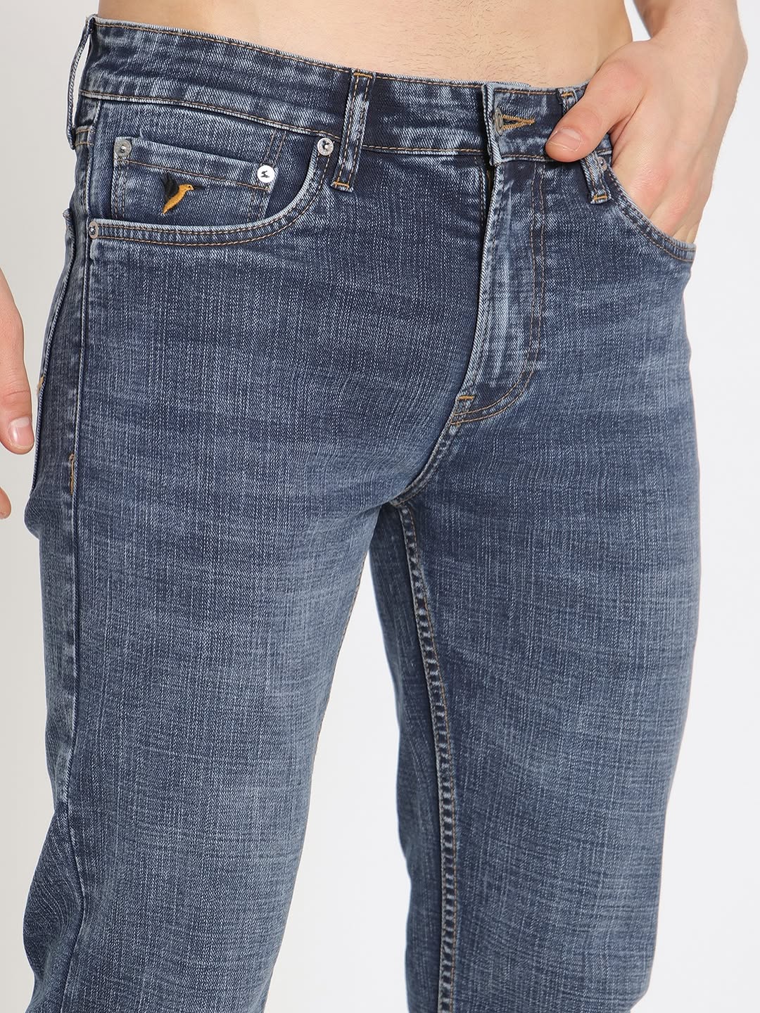 Men's Straight Fit Washed Indigo Denim Jeans