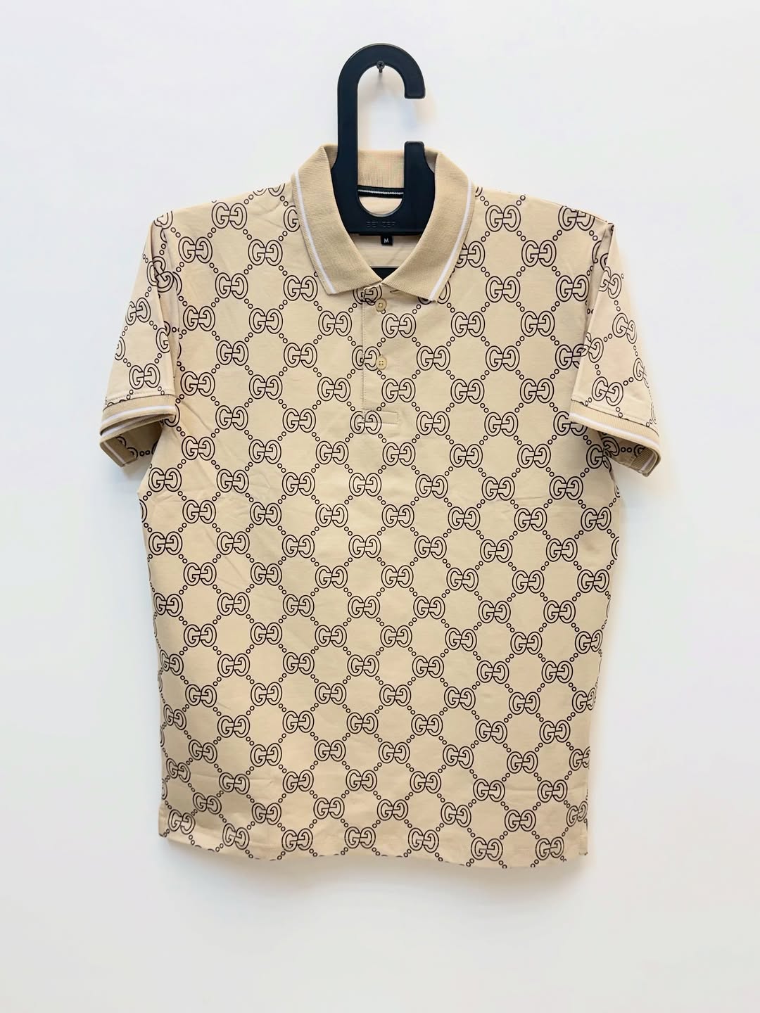 Signature Monogram Knit Polo – Camel & Coffee
