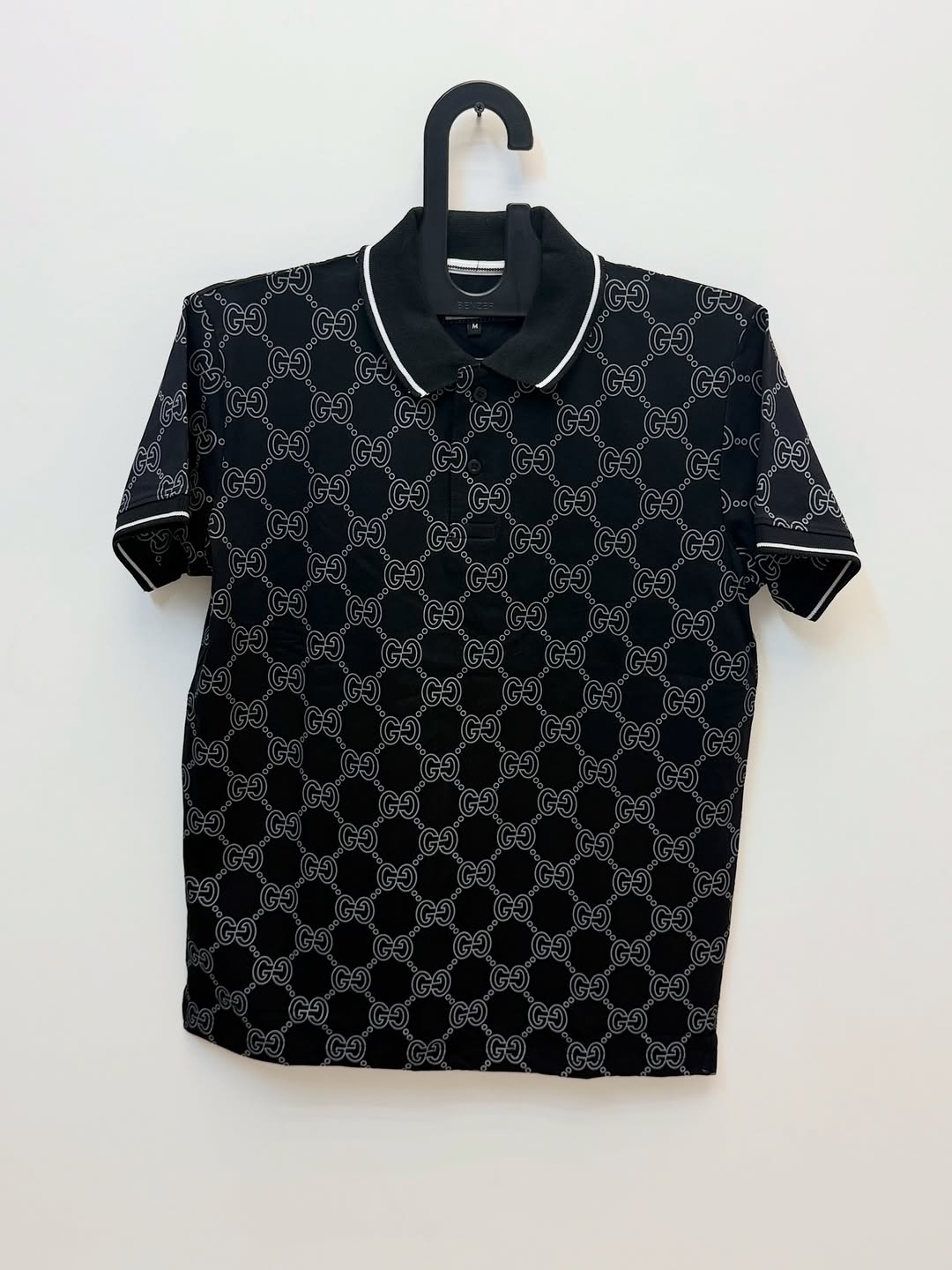 GUCCI Black Monogram Polo Shirt