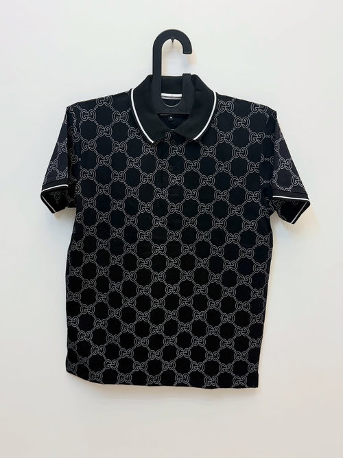 GUCCI Black Monogram Polo Shirt