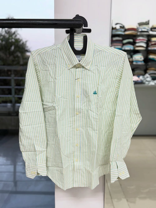 Brooks Brothers Regent Fit Striped Cotton Button-Down – Mint Green