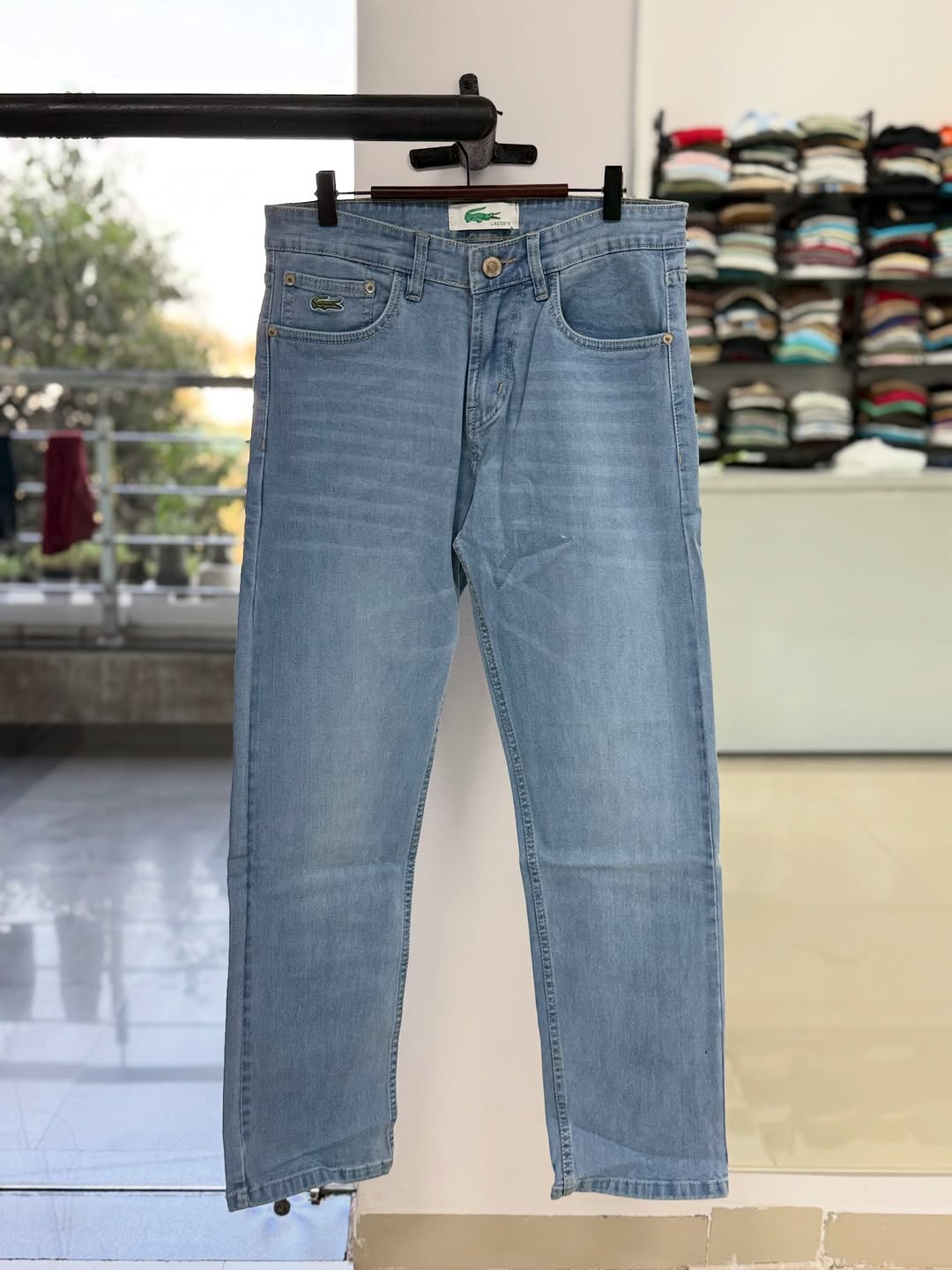 Lacoste Signature Croc Light Wash Slim Jeans