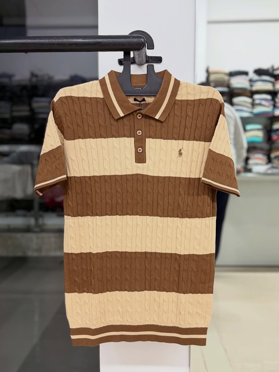 Polo Ralph Lauren Cable-Knit Striped Polo